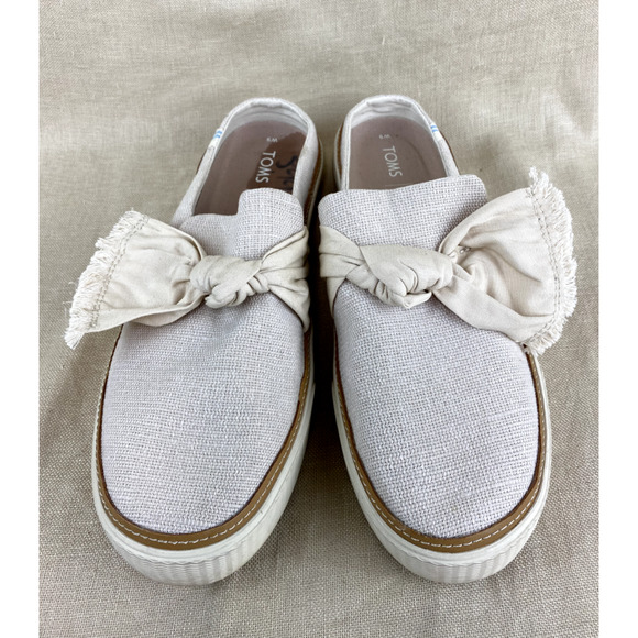 TOMS Natural Heritage Canvas Slip On Knot Shoes Womens Slides Sneakers Size 9 - Picture 2 of 6